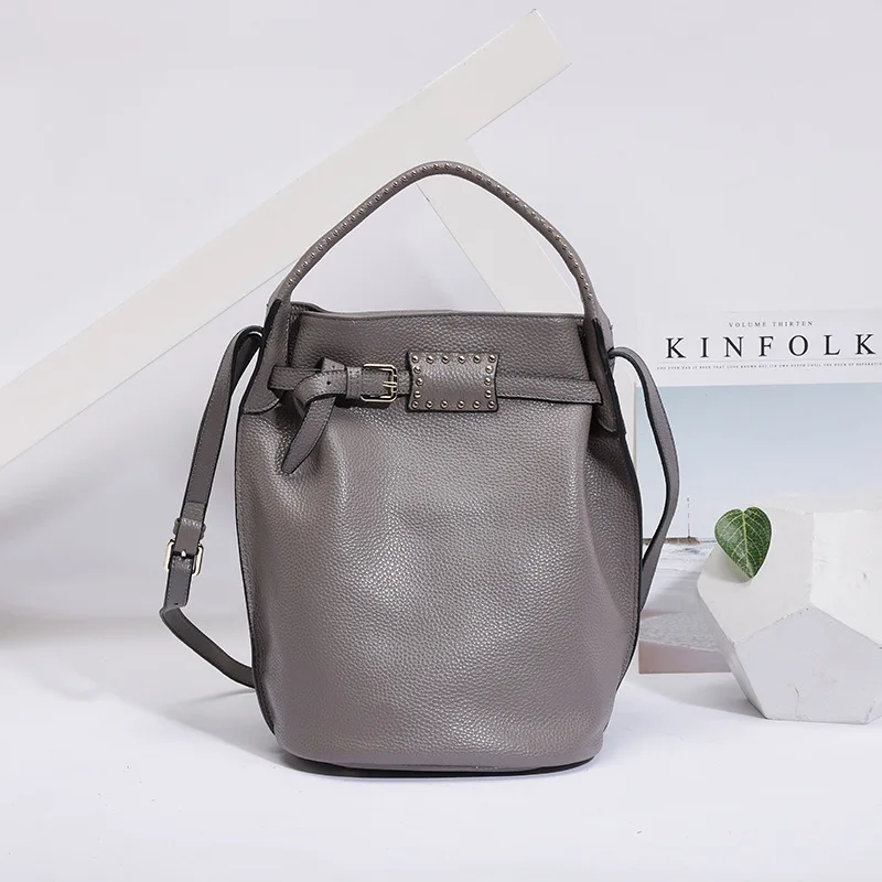 

New Genuine Leather Large Tote Bucket Bags Women Crossbody bags for female Fashion Shoulder Messenger Bag Luxury Ladies Handbags
