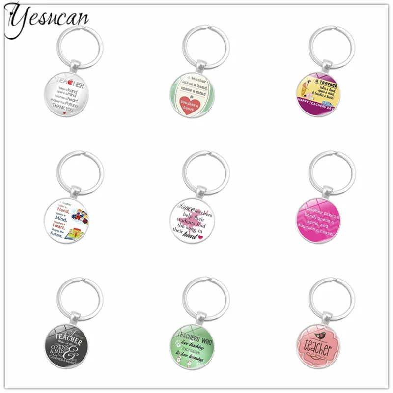 Graduation Gift For Teacher Love Heart Keychains Car keyrings Jewelry Glass Dome Metel Key Holder Keyring Fashion Women Man | Украшения и