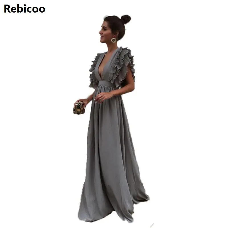 

Summer 2018 beach jumpsuits rompers womens jumpsuit deep V SEXY chiffon flouncing macacao feminino overalls for women vestidos