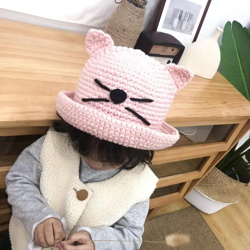 Cute Baby Boys Girls Cat Shape Bucket Hat Summer Sun Cap Kids Beach Hats Baby Accessories Baby Stuff Kids Hats