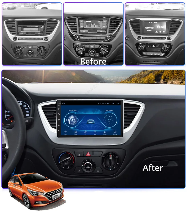 

9" Super Slim Touch Screen Android 8.1 radio GPS Navigation for HYUNDAI VERNA accent solaris 2017 Stereo System with Bluetooth