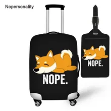 Nopersonality Black Corgi Dog Print Travel Luggage Cover Tag Elastic Suitcase Cover for 18/20/22/24/26/28/30 Trunk Case Zipper