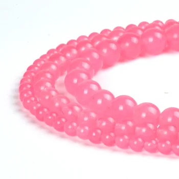 

Pink Jade Stone Beads Natural Quartz Gemstone Round Loose 6-10mm 15'' Beads for Religious Bracelet Jasper Accessories