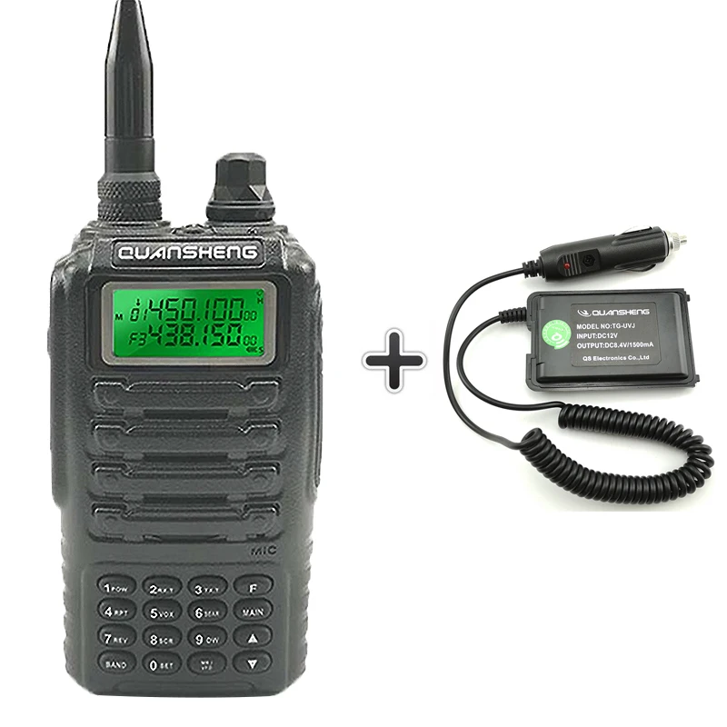 Quansheng TG-UV2 высокое качество мощные 5 Вт иди и болтай Walkie Talkie VHF Любительская рация двойного диапазона ТГ UV2 FCC CE радиолюбителей Comunicador 10 км - Цвет: Add a car charger