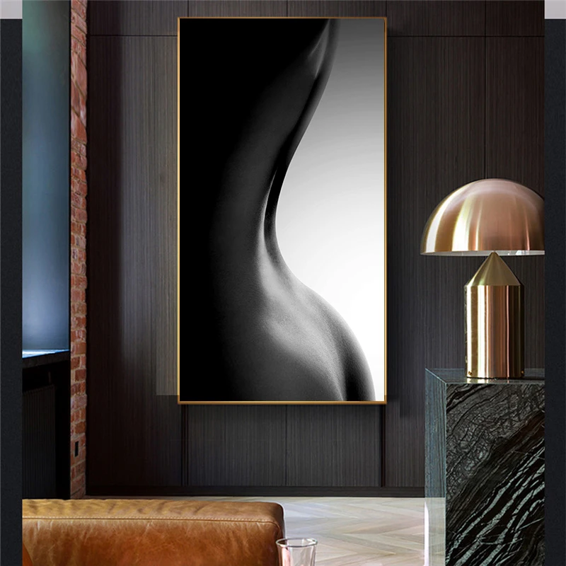 Sexy-Black-and-White-Woman-Bady-Canvas-Painting-Posters-and-Prints-Scandinavian-Modern-Nude-Wall-Art