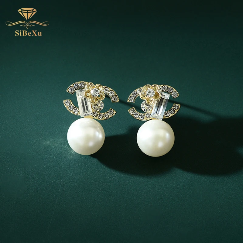 

Fashion Women Stud Earrings 925 Sterling Silver C Earrings Brand Jewelry Clear CZ Crystal Round Girls Kids Lady Gift