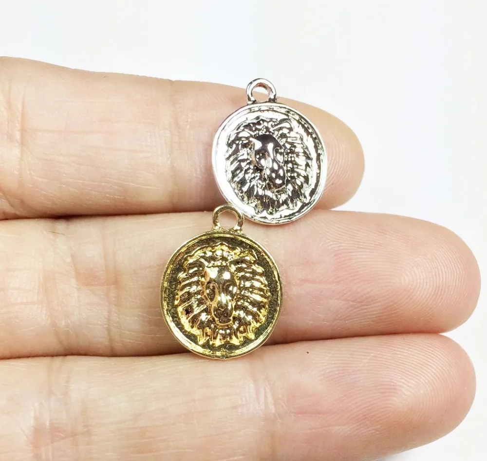 

Eruifa 20pcs 13mm Mini Lion Head Zinc alloy DIY Charms Pendant Jewelry handmade DIY 2 Colors