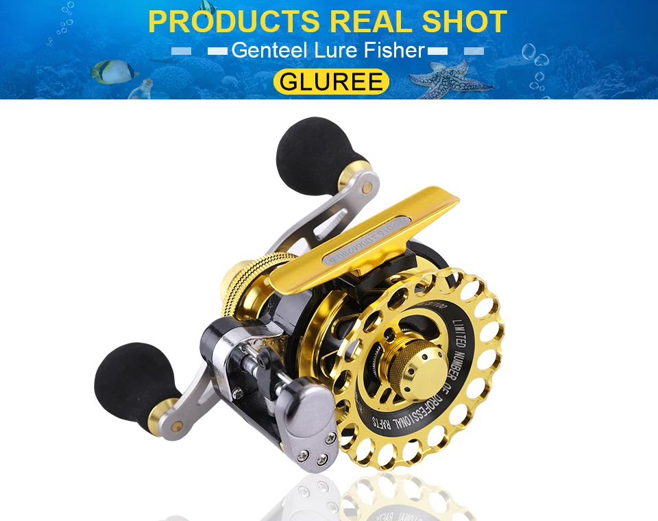 GLUREE Full Metal Fishing Rafts Saltwater Fly Fishing Reel 10+1BB 2.61LeftRight Hand Optional Bait Casting Ice Fish Wheel (19)