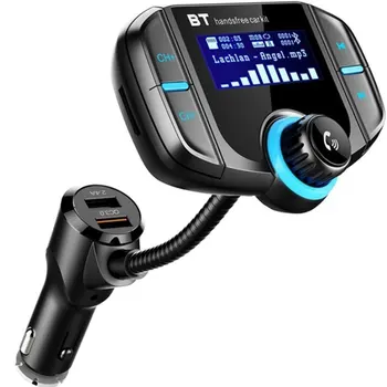 

BT70 Car mp3 Bluetooth player Big Screen FM Transmitter TF Card Music Player Dual USB Mobile Phone Quick Charge 3.0 Charger