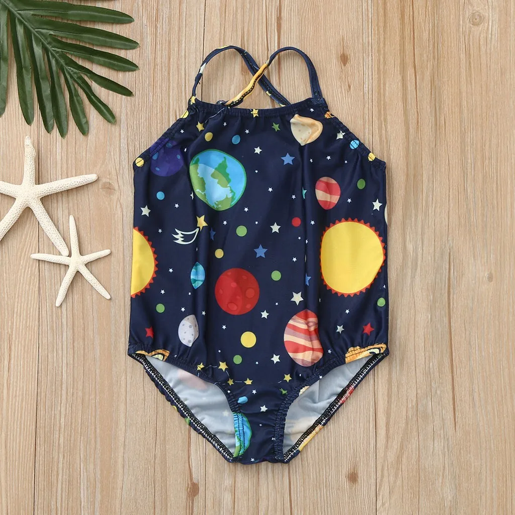 TELOTUNY Детский костюм для плавания, для девочек детей обувь для девочек мультфильм звезды печати бикини цельный купальник маленьких купальники