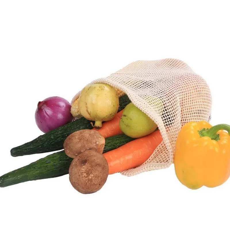 

43*30/35*30/20*30CM 9 Pcs Reusable Cotton Vegetable Bags Storage Mesh Drawstring Bags Home Kitchen Storage Organization Bags
