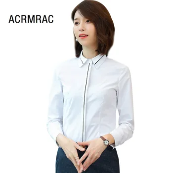 

Women shirt Slim spring autumn Long sleeve Turn-down Collar OL Formal Business Blouses & Shirts Woman 8805