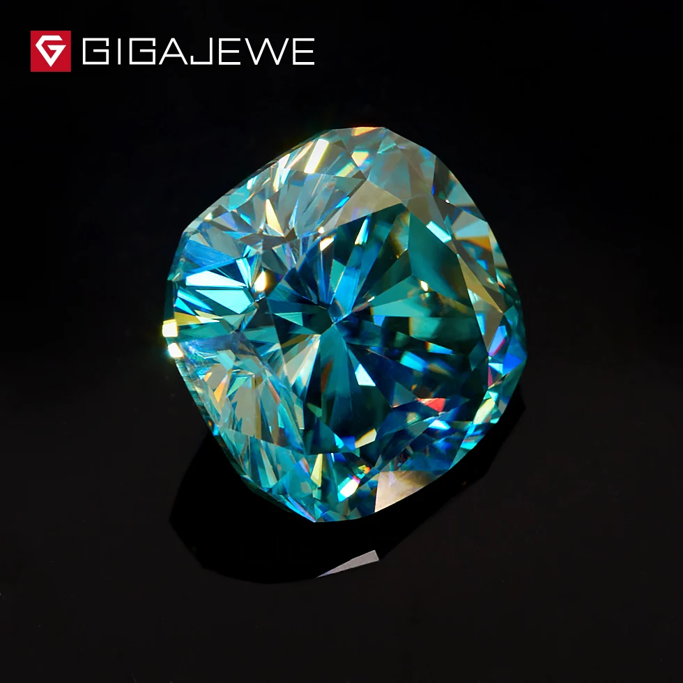 GIGAJEWE, голубой, синяя Подушка, большой размер, 5.8ct-13.4ct, свободный алмаз, тест, прошел, Муассанит, лаборатория, драгоценный камень, изготовление ювелирных изделий, подарок для женщин