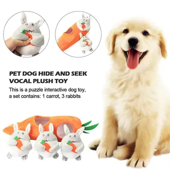 

Pet Dog Toys Dog Cute Plush Doll Burrow Parrots Squeaky Bunnies Doll Hide And Seek Vocal Plush Toy Set For Small Medium Dogs New