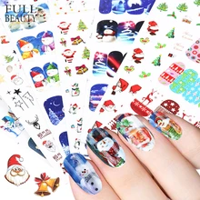 1 компл. Зима год дизайн Красочные Блестки Рождество/Рождественская наклейка для ногтей слайдер Фольга украшения кончик водяных знаков наклейки CH298