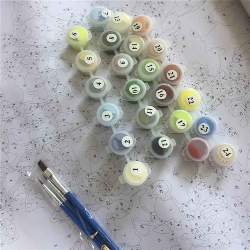 DIY Рисование на холсте картина искусство Раскраска по номерам кабина озера