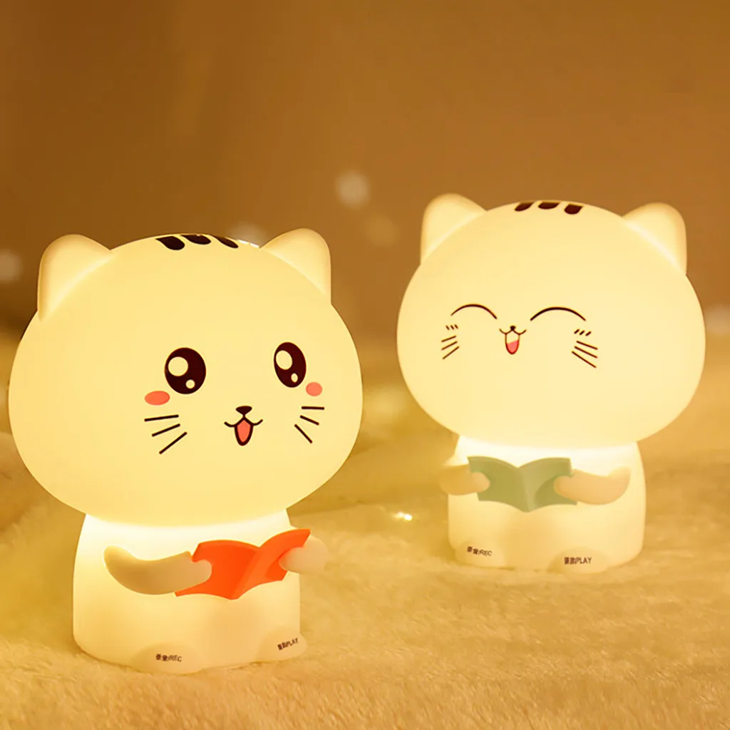 

Cute Cat Lights Organic Silicone Night Light USB Rechargeable Bedside Lamp Baby 120X108X163mm Apr 12