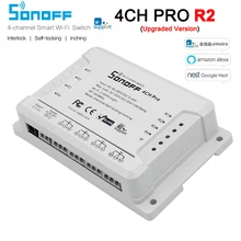 Sonoff 4CH Pro RF Wifi выключатель света 4 банды 3 режима работы Блокировка блокировки самоблокирующийся умный дом Wifi переключатель работы с Alexa