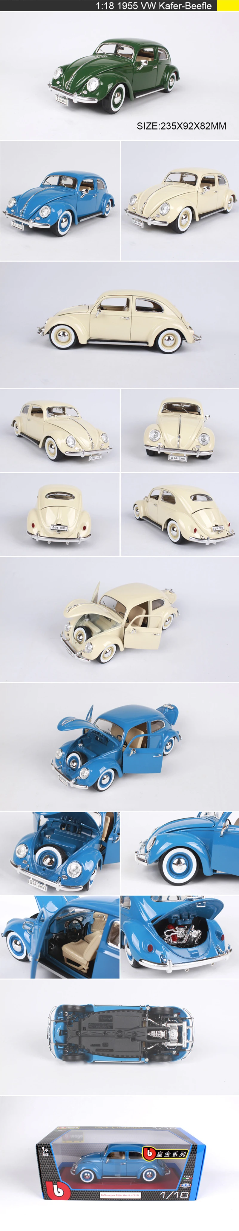 1:18 Литой автомобиль 1955 VW Kafer-Beefle классические автомобили 1:18 металлический автомобиль коллекционные модели игрушки для коллекции подарков