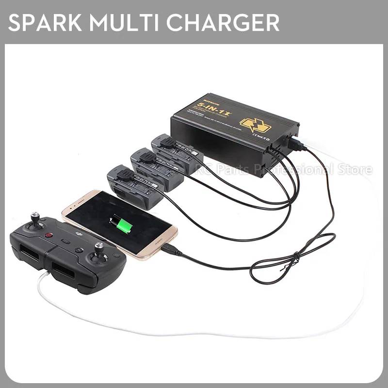 

Brand 5-In-1 Spark Battery Remote Controller Charger Parallel Intelligient Multi Charging Hub For DJI Spark Drone Free Shipping