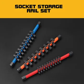 

3 Pcs Double Sided Socket Organizer Rail Rack Holder 1/4 3/8 1/2 Inch Industrial Tool _WK