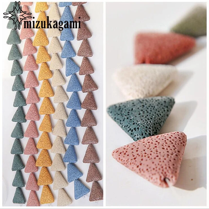 

Natural Volcanic Rock Perforated Triangular Beads 10pcs/lot For DIY Fashion Necklace Jewelry Making Finding Accessories