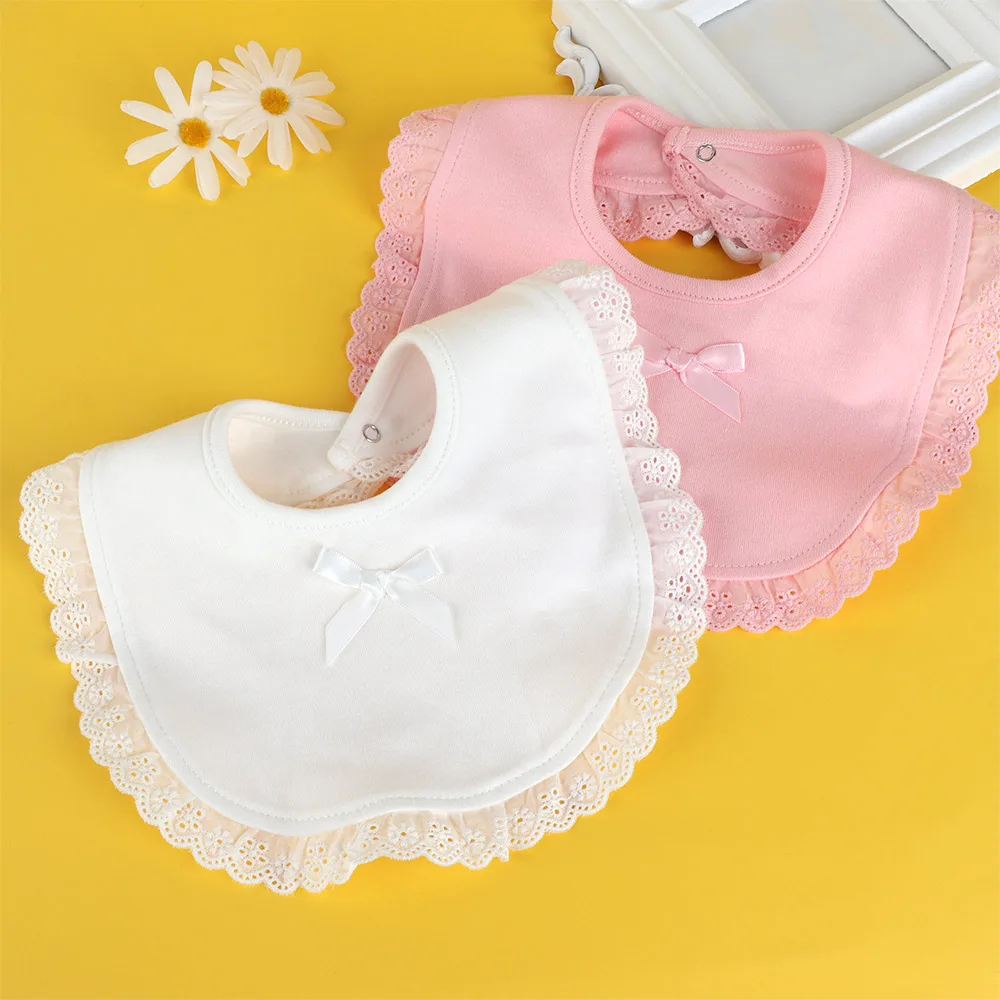 1 pcs Princess Cotton Soft Waterproof Baby Bibs Infants Lace Bow Baby