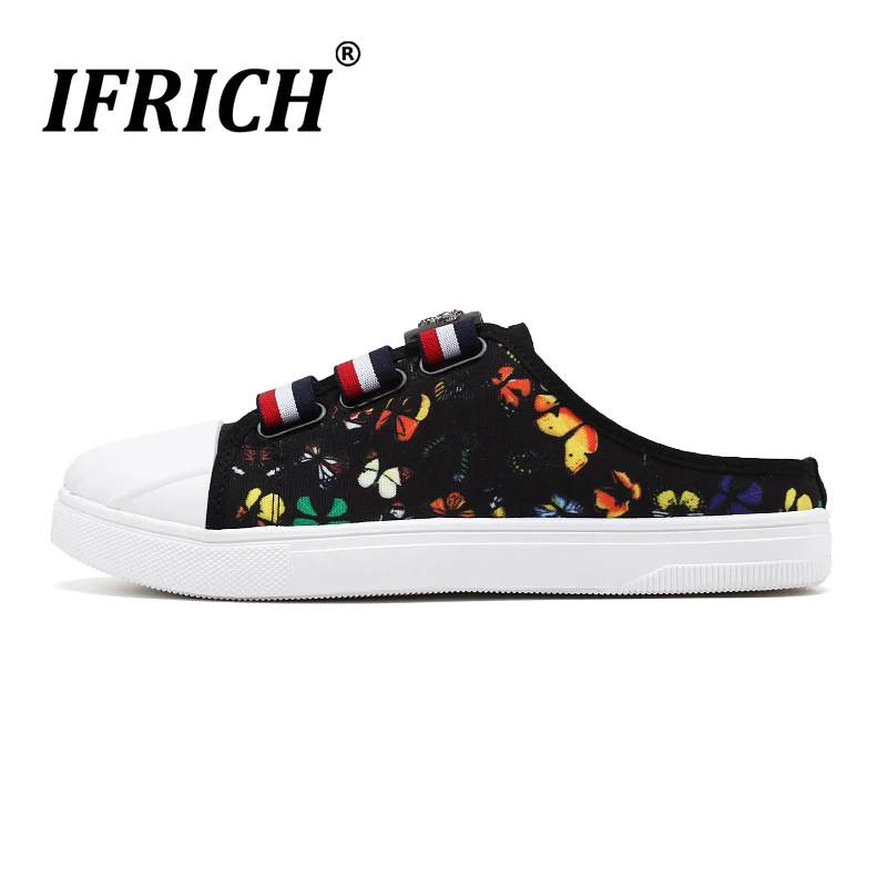 

Popular Youth Casual Footwear For Men Fashion Half slippers Mens Designer Breathable Boy Canvas Shoes Summer Men Flats Sneakers