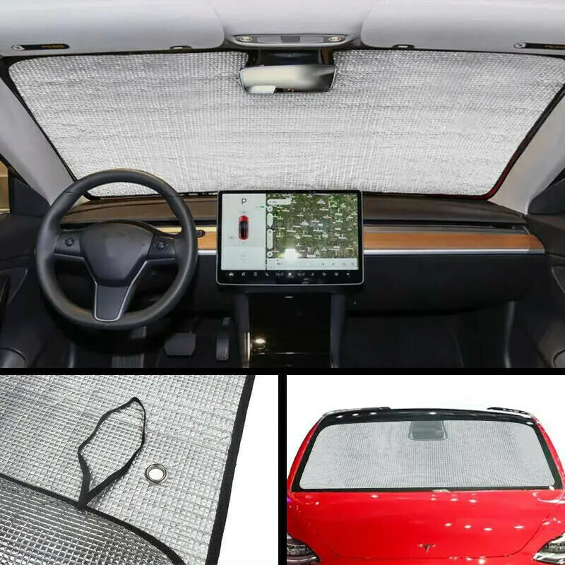 

Heat Shield Windshield Sunshade Sun Visor Window Cover Silver For Tesla Model 3