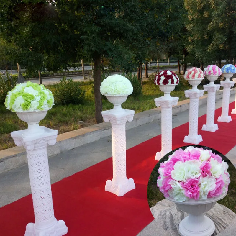 Европейский Стиль выдалбливают искусственные римские колонны Пластиковые Столбы дорога цитируется Свадебные реквизиты события украшения цветок шар 2 шт
