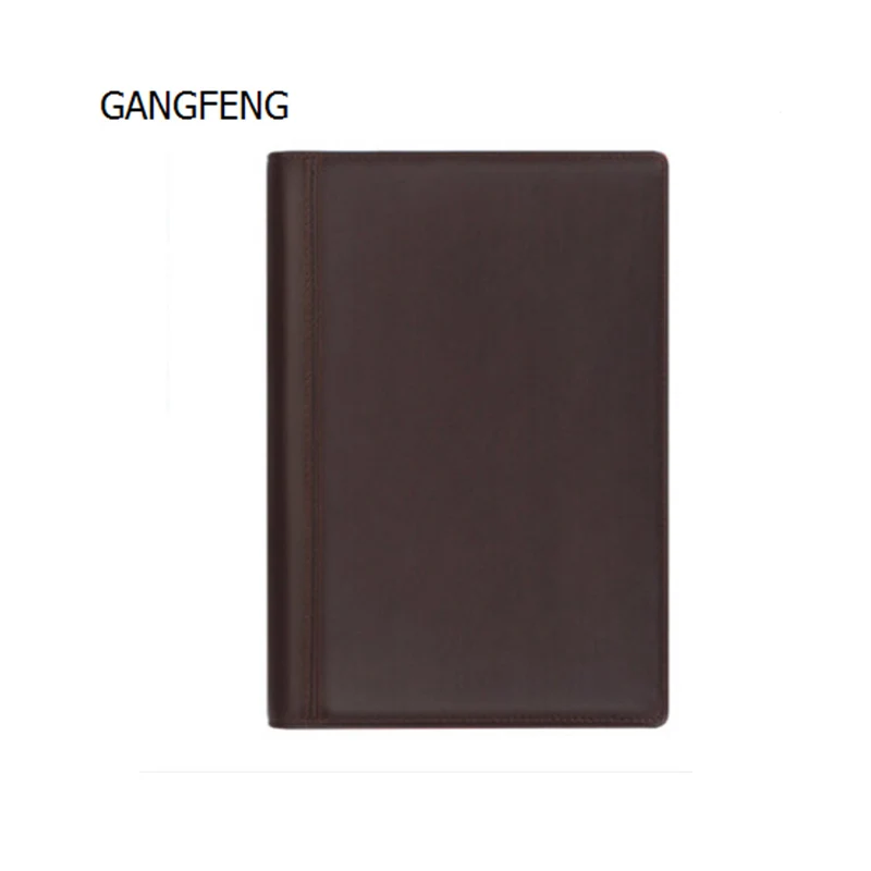 

Genuine Leather DIY Logo Custom A5 Notebook Journal Loose-leaf Buckle Black Planner Binder Diary book Office Supply