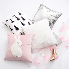 45*45 см простой современный чехол для подушки пушистый кот декоративная наволочка для подушки с меховой оторочкой кролик подушка чехол розовый поясная подушка чехол домашние тапочки
