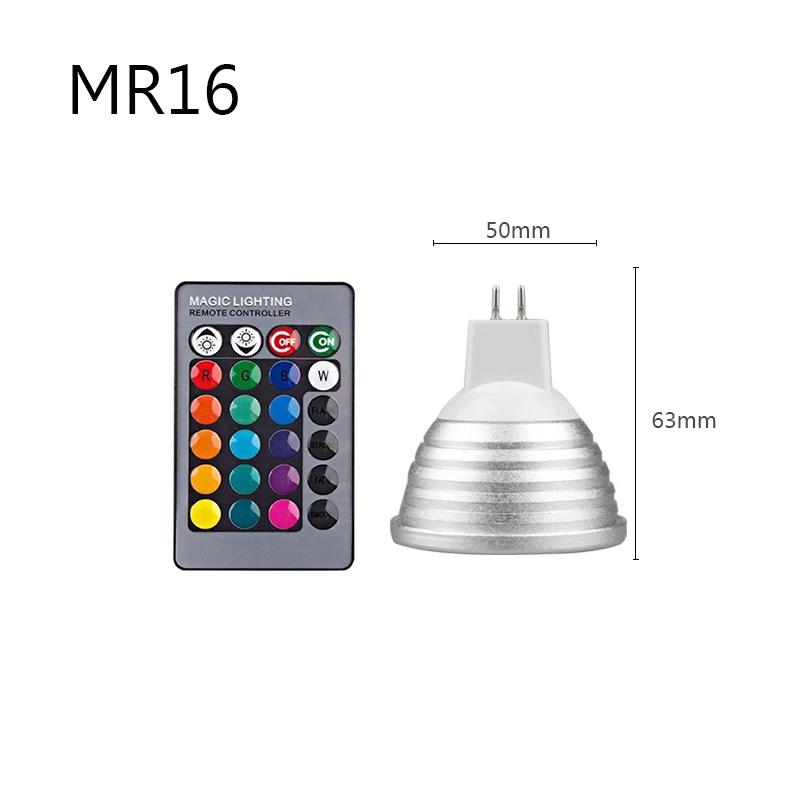 1 шт. цвет меняющийся прожектор светодиодный RGB лампа с памятью E14 E27 Светодиодный светильник пульт дистанционного управления 24 Ключ контроллер для украшения дома - Испускаемый цвет: MR16