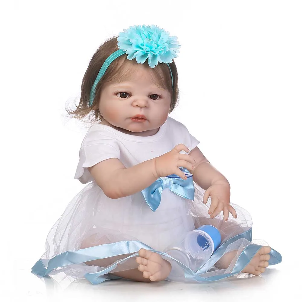 

NPK 22 Inch Lifelike Reborn Newborn Doll Set Silicone Girl Baby Dolls for Kids Playmat Birthday Gift AN88