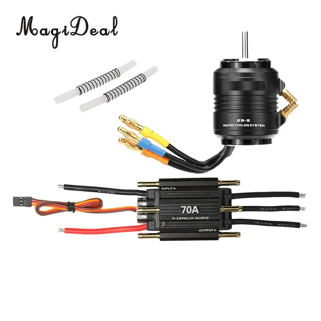 

MagiDeal Professional Aluminum 2598 4200KV Brushless Motor Waterproof 70A ESC Combo for 600-800mm RC Boat Parts