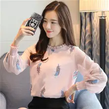 Весенняя новая Корейская версия тренда дикого шифона рубашка футболка с длинными рукавами женская