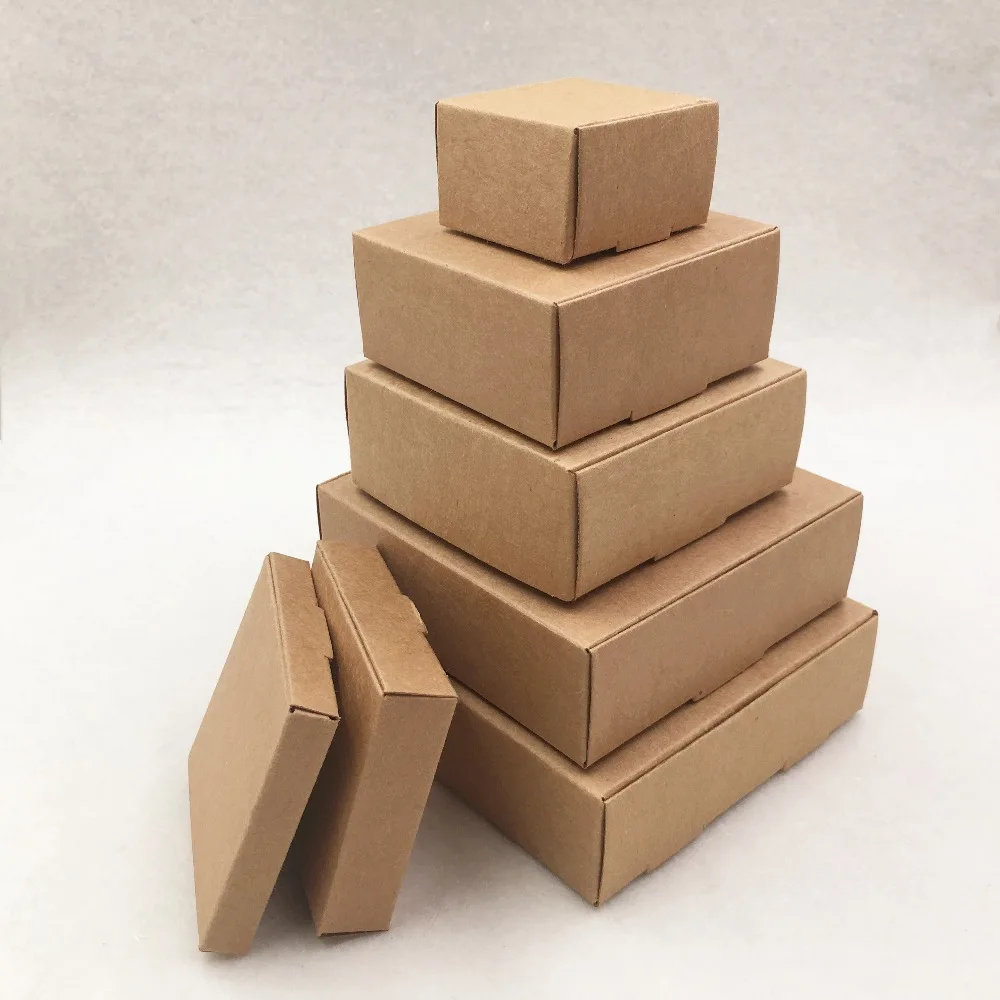 

24Pcs Various Size Handmade Natural Kraft Paper Jewellery Pack Box For Display Storage Cake Soap Macaron Pudding Egg Tart Cases