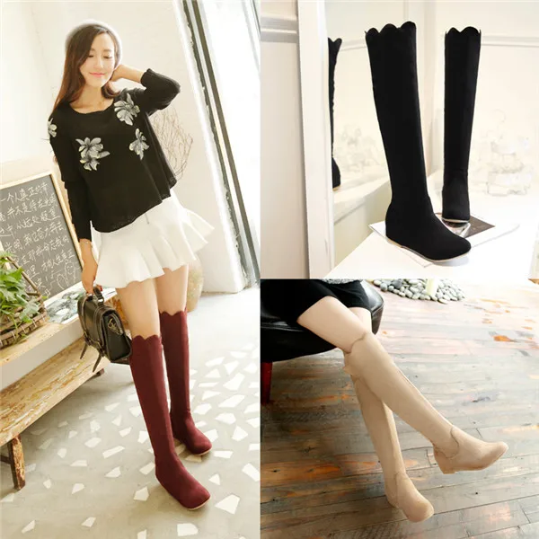 

2015  new winter fashion nubuck leather solid knee-highl women boots med heel boots comfortable and breathess women boot E3621
