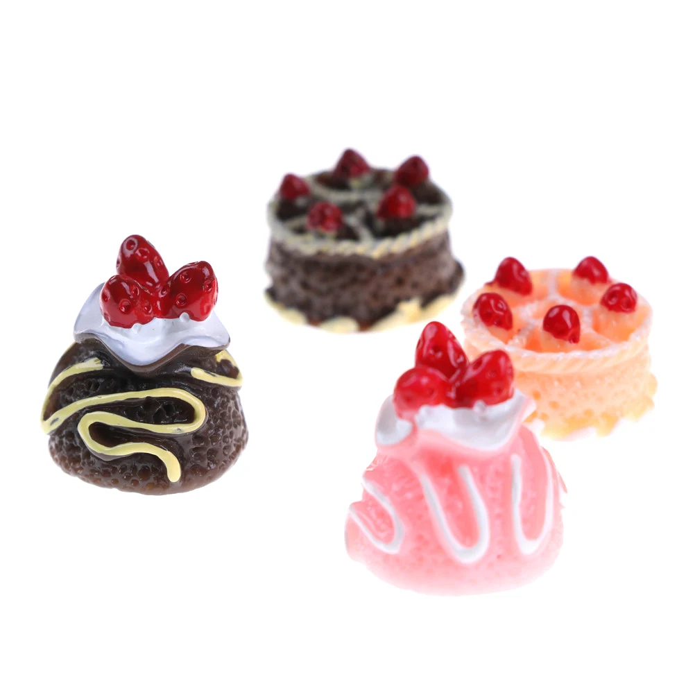 6 шт. мини из смолы, в форме продуктов питания 3D клубника поддельные кухонные игрушки шоколадный торт искусство миниатюрное украшение