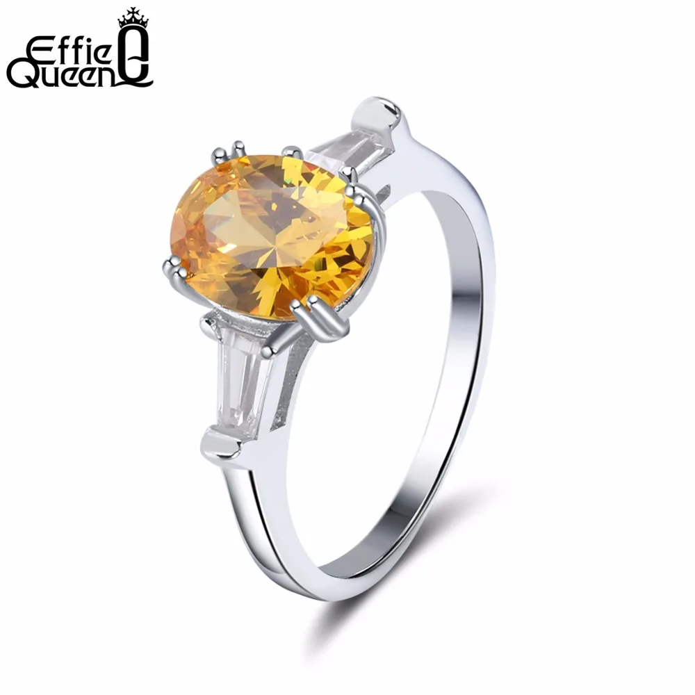 

Effie Queen Yellow Round Cut Cubic Zircon Engagement Rings Silver Color Wedding Jewelry For Women DR51