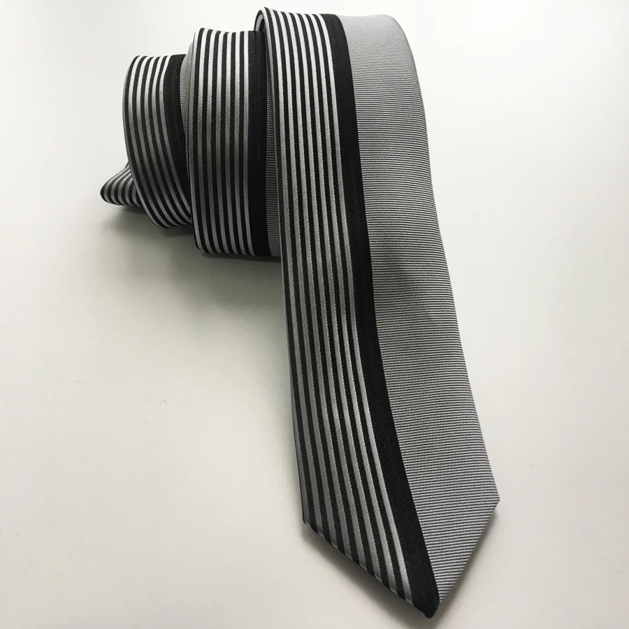 Lingyao мужской топовый дизайнерский галстук, галстук для свадьбы, полуоднотонный серебристый с черными вертикальными полосками в подарочной коробке