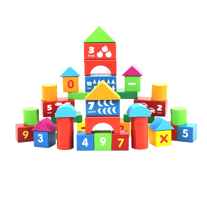 100pcs/lot Baby Educational Learning number alphabet Wooden DIY Building Block Toys baby-building-blocks