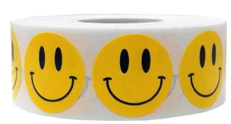 

Yellow Smiley Face Happy Stickers 1" Inch Round Circle Teacher Labels 1,000 Total