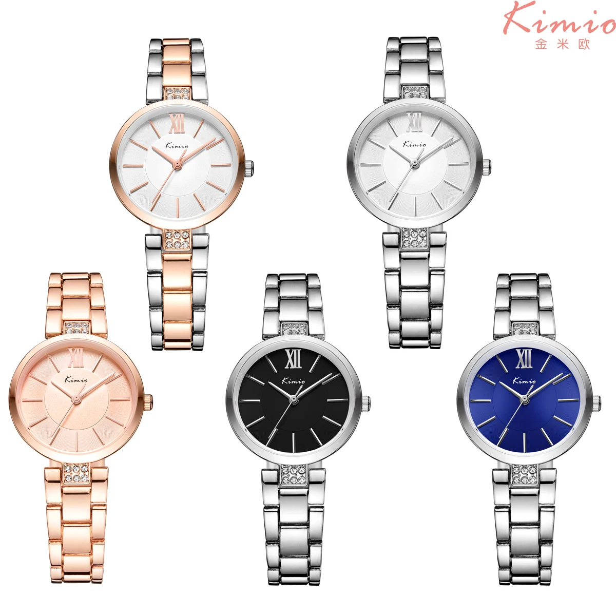 KIMIO тонкие часы простые relogio feminino розовое золото кварцевые платье дамский браслет
