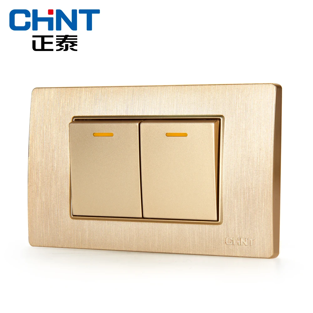 CHINT 118 светильник пластины переключатели NEW5D волочения проволоки золотой блок стальная рама двухпозиционная двусторонняя