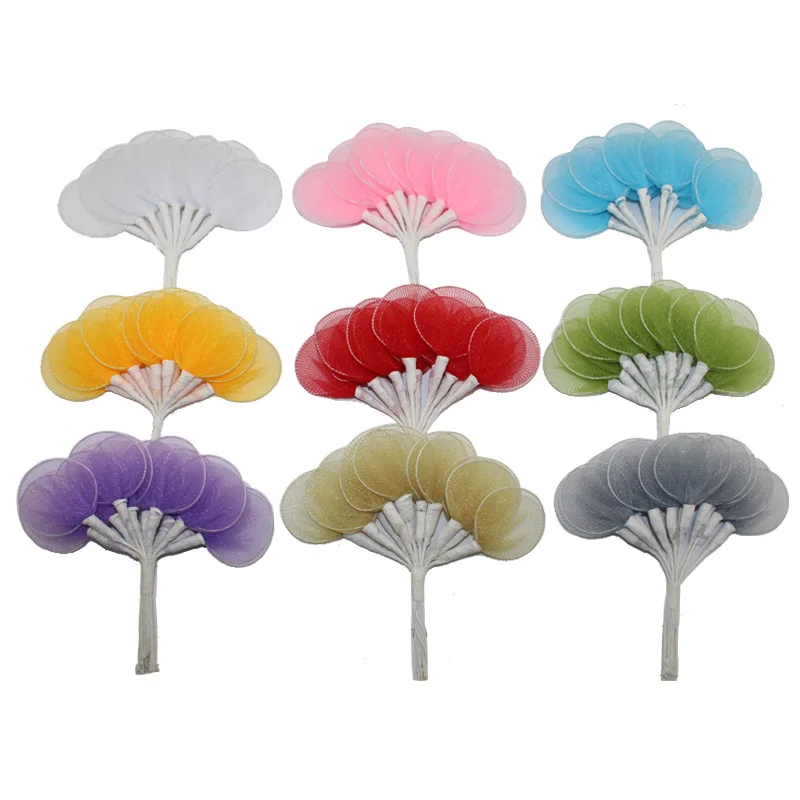 144pcs 4cm Multicolor Nylon Flower Petal/nylon Stocking Racket Almond