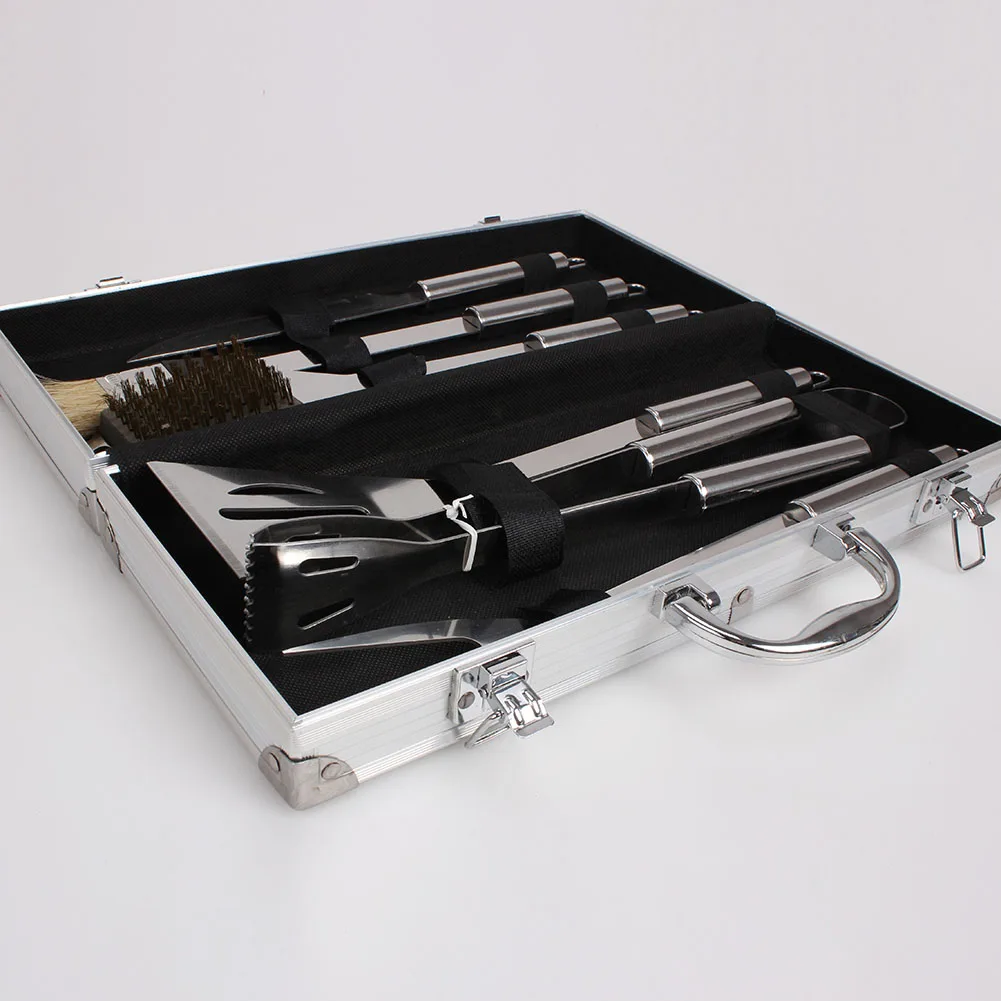 

6pcs Stainless Steel BBQ Tool Set Barbecue Cooking Tools Kit with Metal Case HYD88