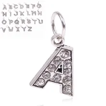 925 серебро, от А до Я, начальная буква, алфавит, CZ, Висячие бусины, талисманы, подходит для браслета Pandora, Европейская мода, женский подарок