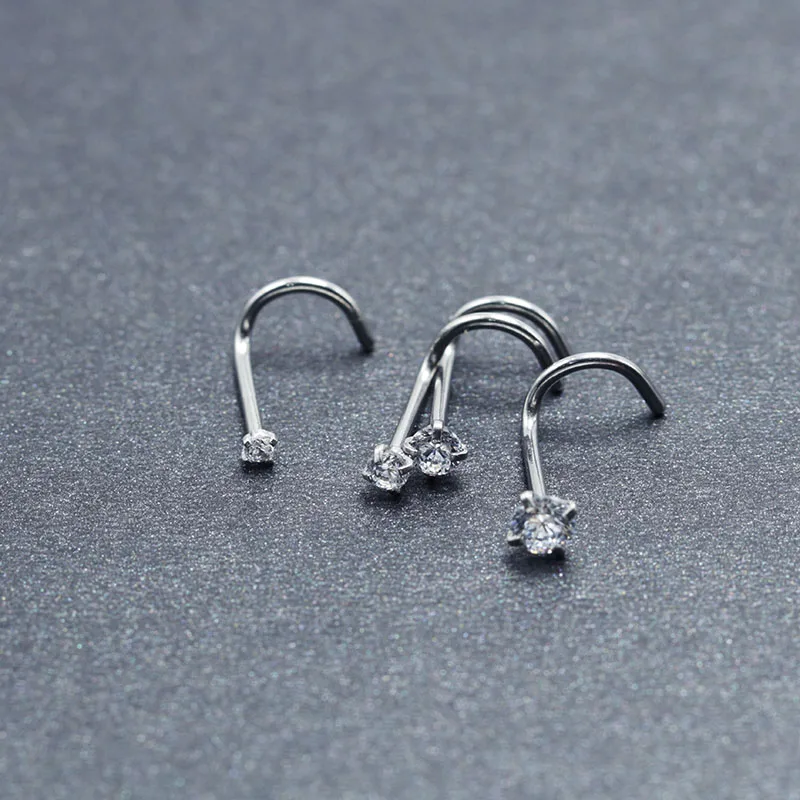 Fashion Sexy Women's Nose Stud Piercing Ring Stainless Steel Zircon 1.5mm 2mm 2.5mm 3mm Body Pircing Jewelry Girls Anti-allergic4