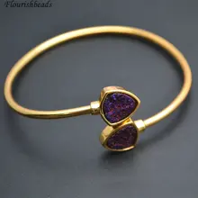 Высокое качество фиолетовая Друза Агат камень браслет браслеты модные вечерние ювелирные изделия